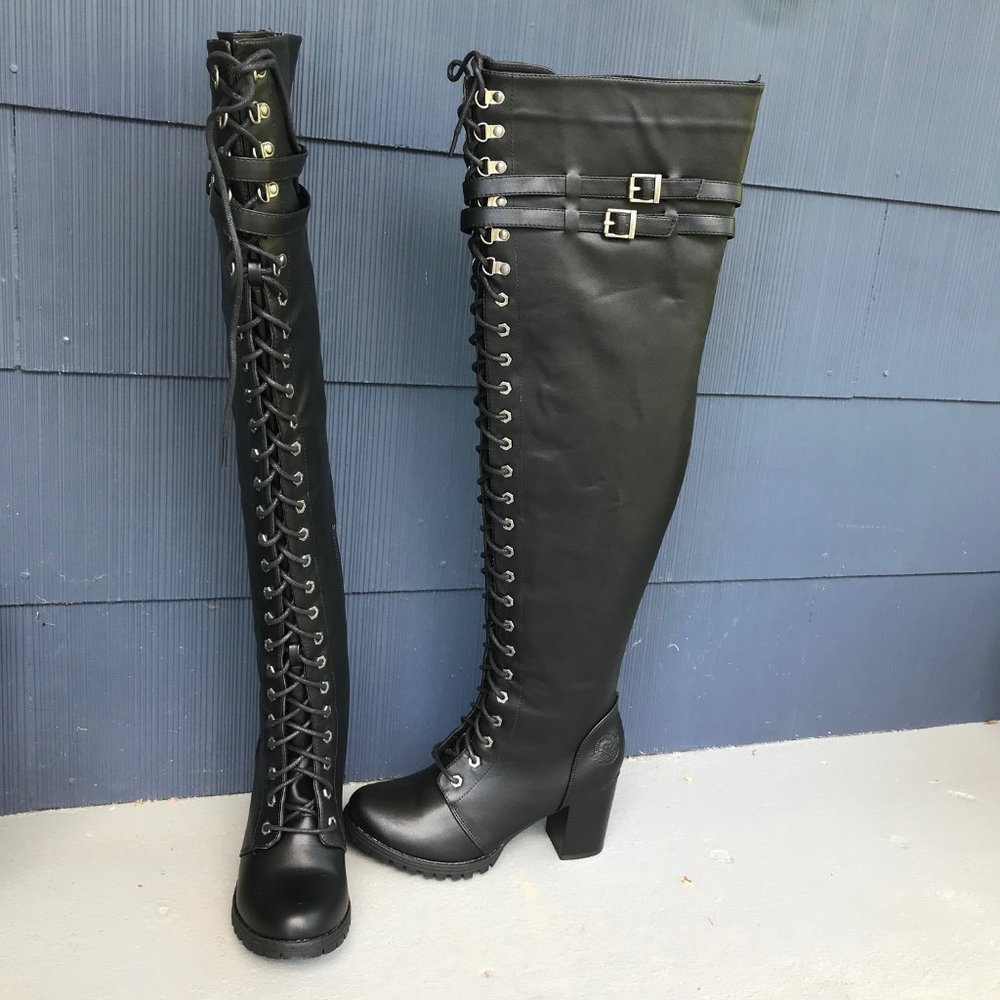 Milwaukee Over the Knee Lace Up Boots